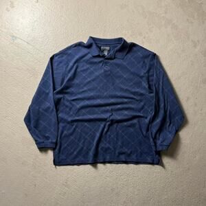 Vintage Blue Grid Men's XXL Polo Longsleeve